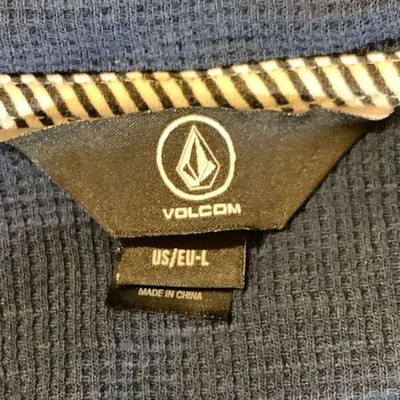 Volcom Men's Thermal Waffle Colorblock Lightweight Sweater Pullover Hoodie SZ L - Picture 6 of 11